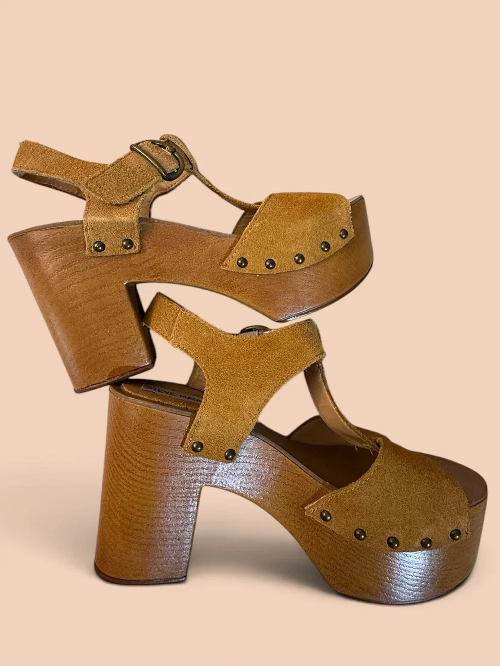 Steve Madden Lagunna Suede Platform Clog Sandals Tan Brown Size 8